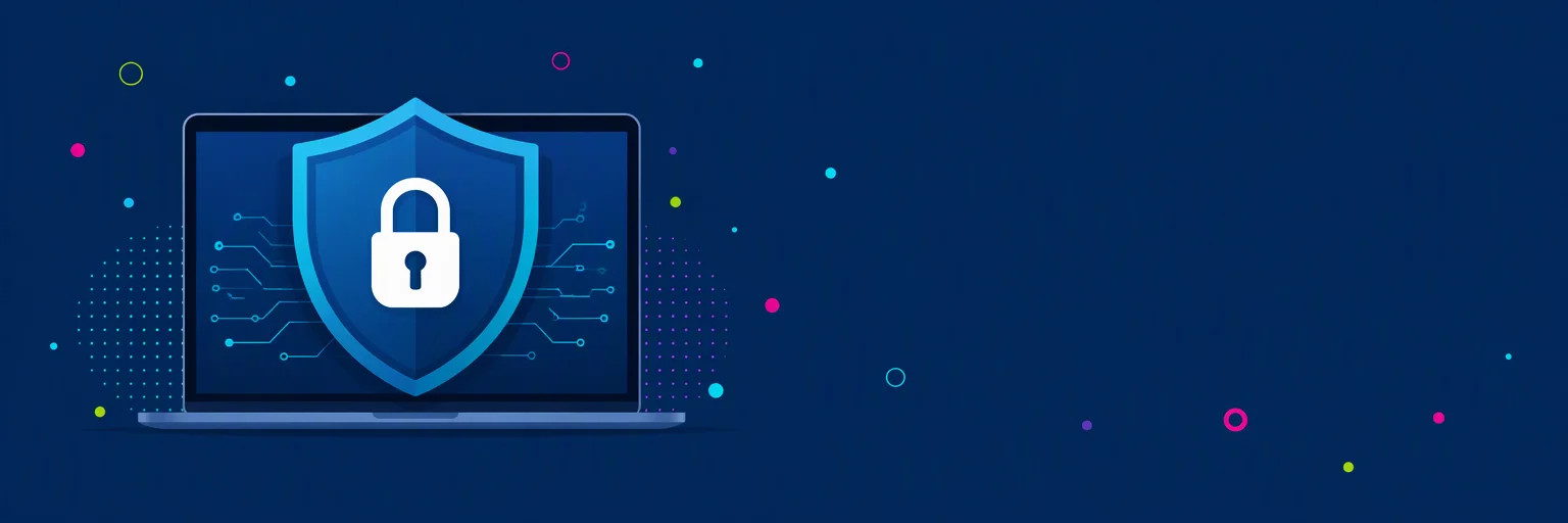 Laptop z tarczą — sprawdź dostępność światłowodu pod swoim adresem